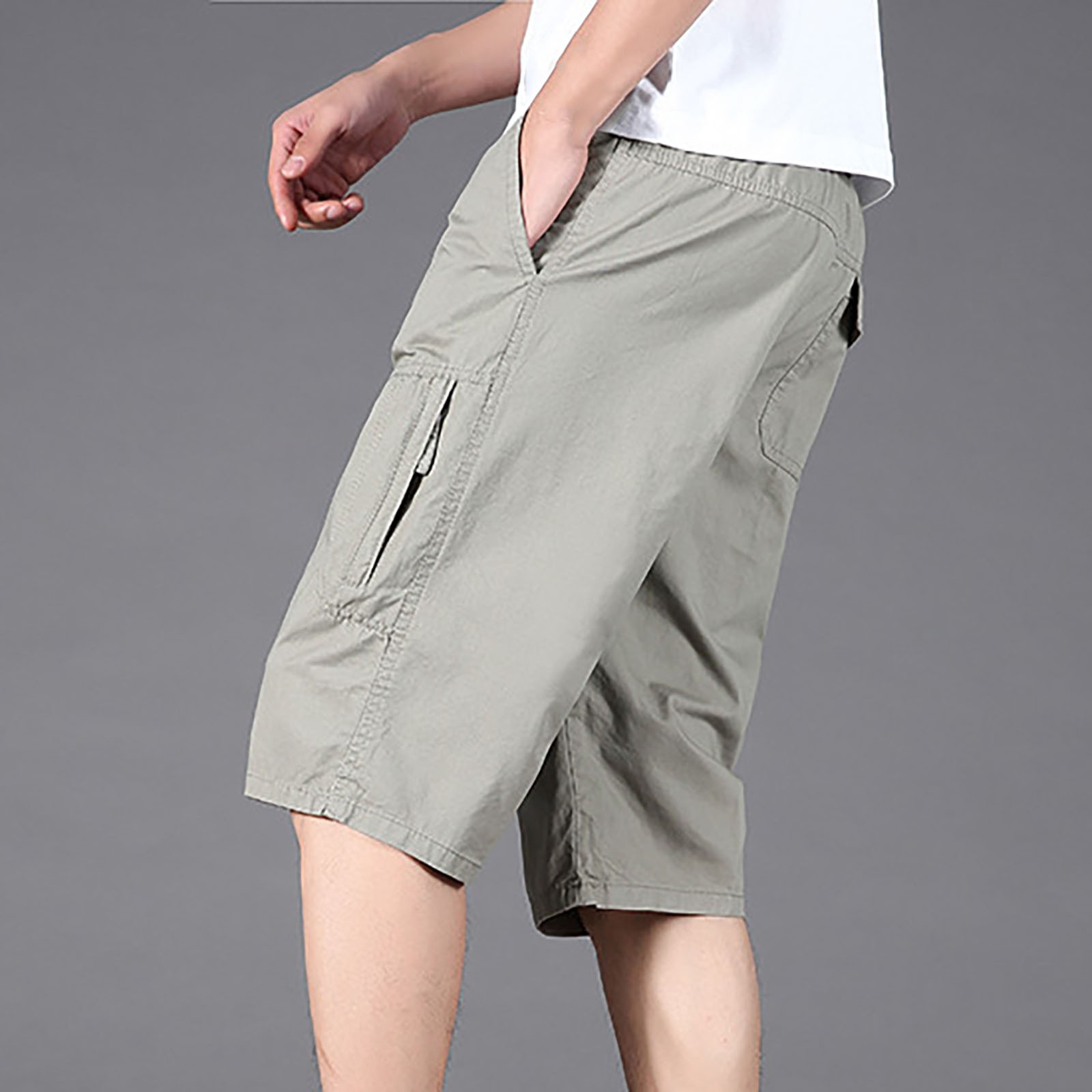 thumbnail image 2 of Pantalones cargo finos de verano para hombre: cordón, poliéster, tallas L-XXXXXXL, playa/casual, cintura elástica, 2 of 4